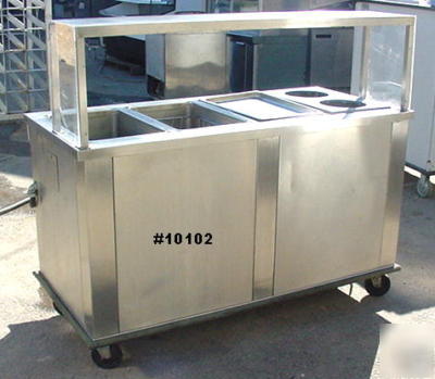 Moble steam table sneeze guard hot storage below