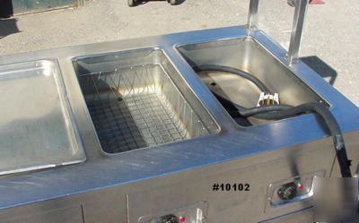 Moble steam table sneeze guard hot storage below