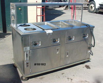 Moble steam table sneeze guard hot storage below