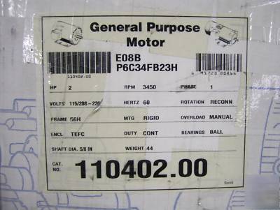 New leeson 2 hp 115 or 230 volt, tefc, 1 ph. ships free