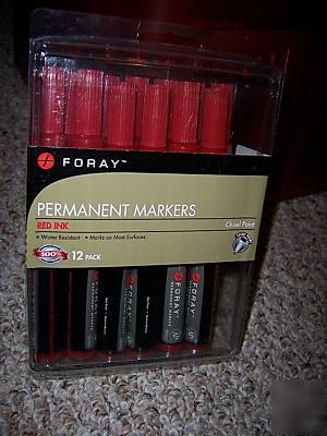 Foray perman markers red ink 12PK chisel point