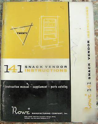 Rowe 141 snack vendor instruction manual parts catalog