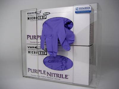 Cleatech glove box holder- 2BOX-clear acrylic-wallmount