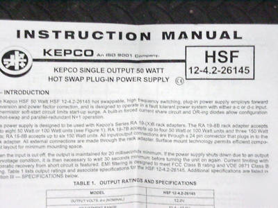 New kepco hsf hot swap power supply - in original box 