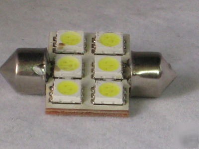 White car 6 led smd interior light bulb festoon 36MM