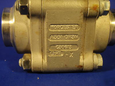 Worcester 1 inch cryogenic ball valve, butt weld ends