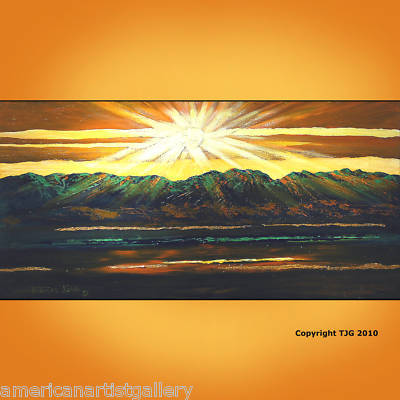  huge original modern acrylic gold leaf landscape art 