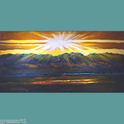  huge original modern acrylic gold leaf landscape art 
