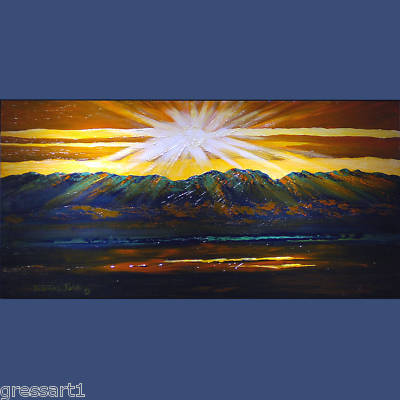  huge original modern acrylic gold leaf landscape art 