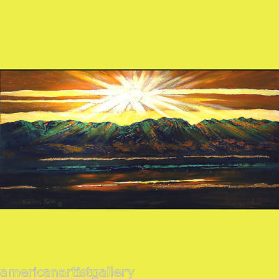  huge original modern acrylic gold leaf landscape art 