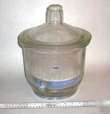 $496 value 8 inch diam pyrex glass knob top desiccator