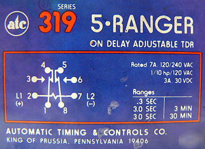 Atc series 319D 5-ranger on delay adj tdr 0-3 sec timer