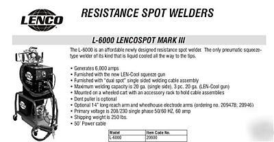 Lenco mark ll l-6000 auto body spot welder