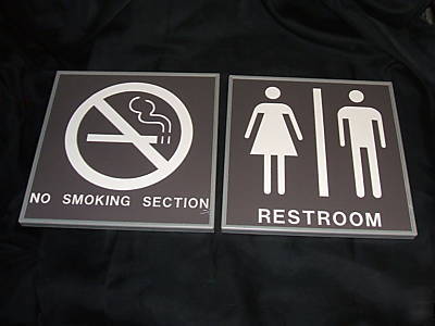 New no smoking section & restroom 3D wall signs 8