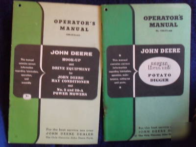 Vintage john deere operators manuals lot of 5 different