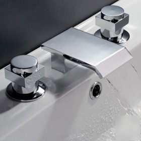Wide spread waterfall bathroom sink faucet tap