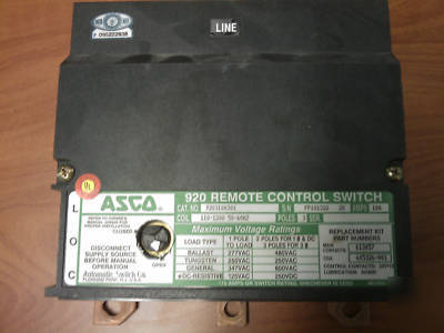 Asco 920 remote control contactor 920310030X 3P-100A