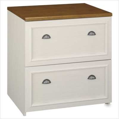 Bush fairview file cabinet in antique white