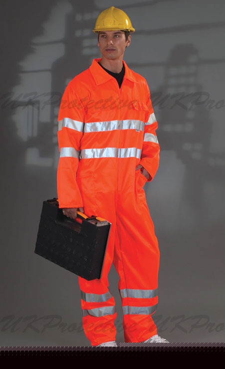 Hi vis viz orange polycotton coverall boilersuit - s