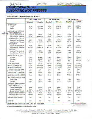 Midwest automation hp 408 hot or cold laminating press