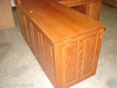 New executive l shaped computer desk credenza hutch 