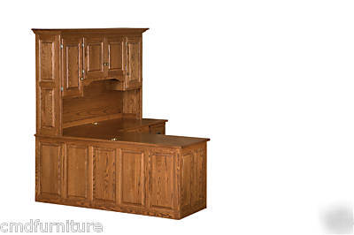 New executive l shaped computer desk credenza hutch 