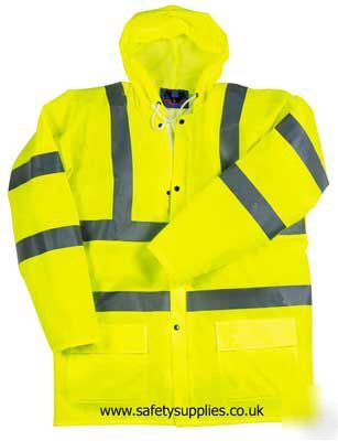 New high vis visability long work jacket safety s xxxl 